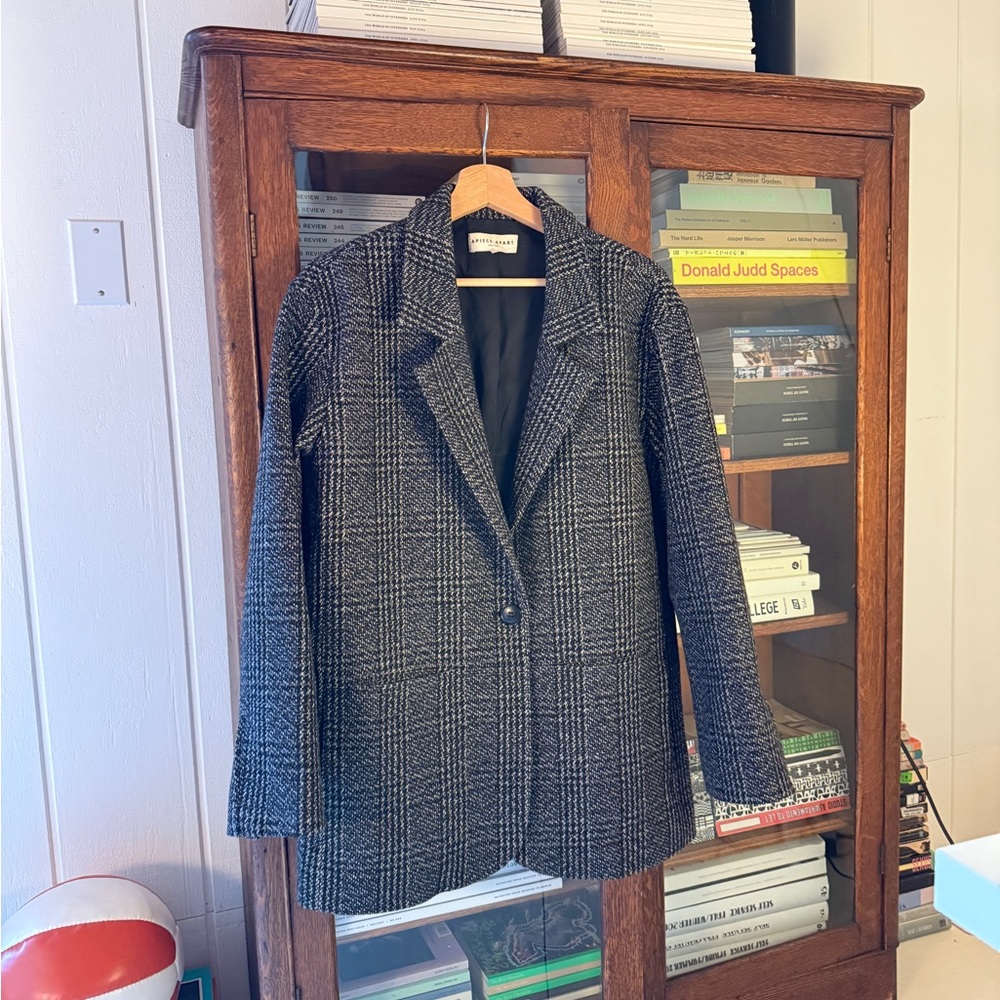 Apiece Apart Black and Gray Plaid Tweed Blazer